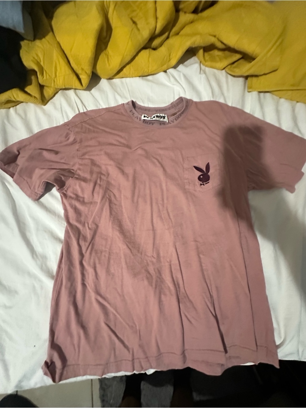 PLAYBOY Short Sleeve Tee in Dusty Rose with Bunny Logo